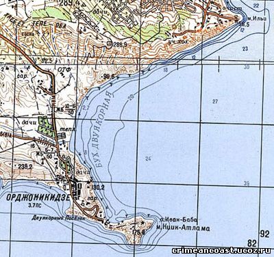 Двуякорная бухта на карте Крыма