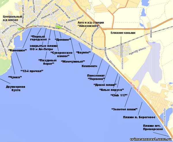 Карта пляжей Феодосии